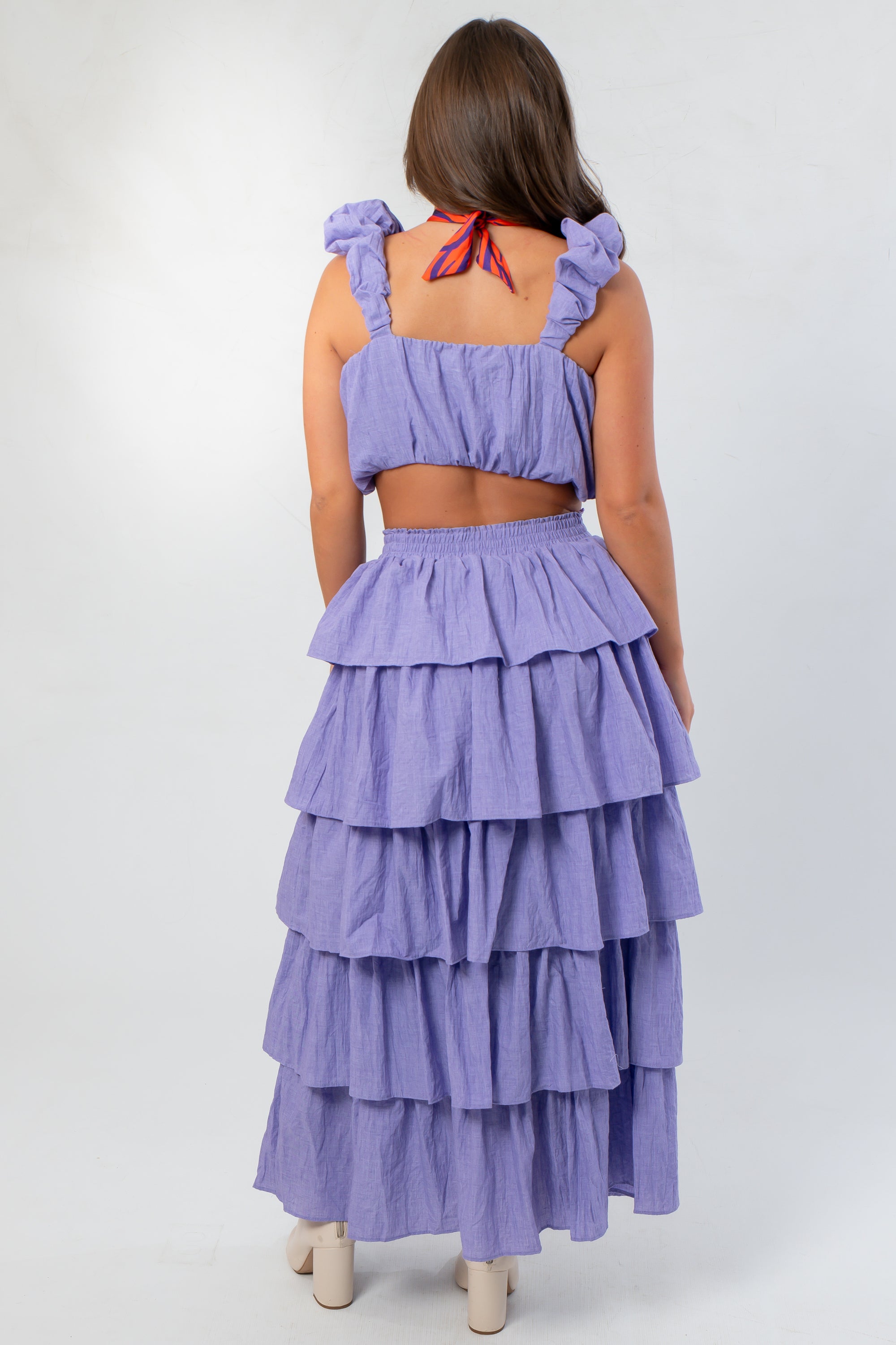 Amara Purple Ruffle Maxi Skirt Set