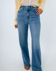 High rise raw hem jeans for fall, women's high rise jeans, women's wide leg jeans