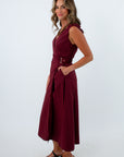 MinkPink Wine Lola Wrap Midi Dress