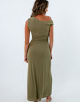 Stylish MinkPink midi dress for autumn events, fall wedding guest dress, mesh midi dress with asymmetrical neckline, elegant fall dress