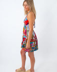 multicolor tropical patterned dress