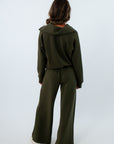 Comfortable forest green lounge pants for fall, forest green matching lounge set, green loungewear set