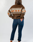 Chocolate Jacquard Pumpkin Sweater
