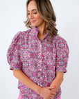 Kaleidoscope Daydream Puff Sleeve Blouse