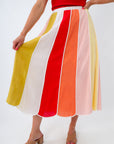 Colorful Stripe Summer Colorblock Skirt
