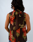 Elegant sleeveless top with tie back for office, Fully lined floral panel top by THML, Fall workwear top, THML top