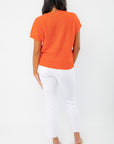 Orange Knit Short Sleeve Top