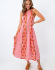 Bird print cotton midi dress