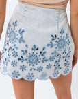 Harlow Faded Denim Eyelet Mini Skort
