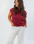 Tiffany Sleeveless Sangria Ribbed Knit Top