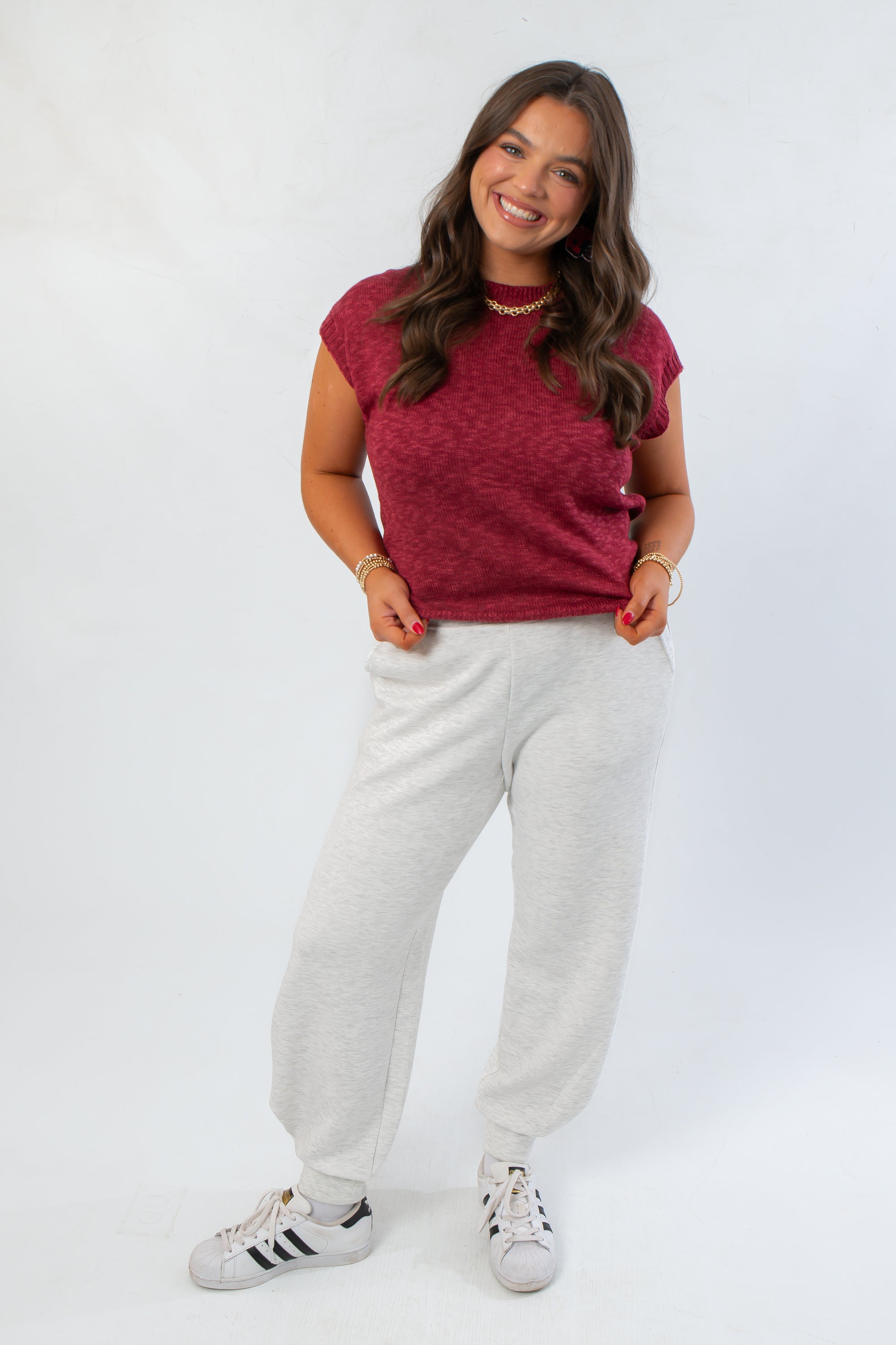 Tiffany Sleeveless Sangria Ribbed Knit Top