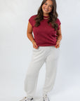 Tiffany Sleeveless Sangria Ribbed Knit Top