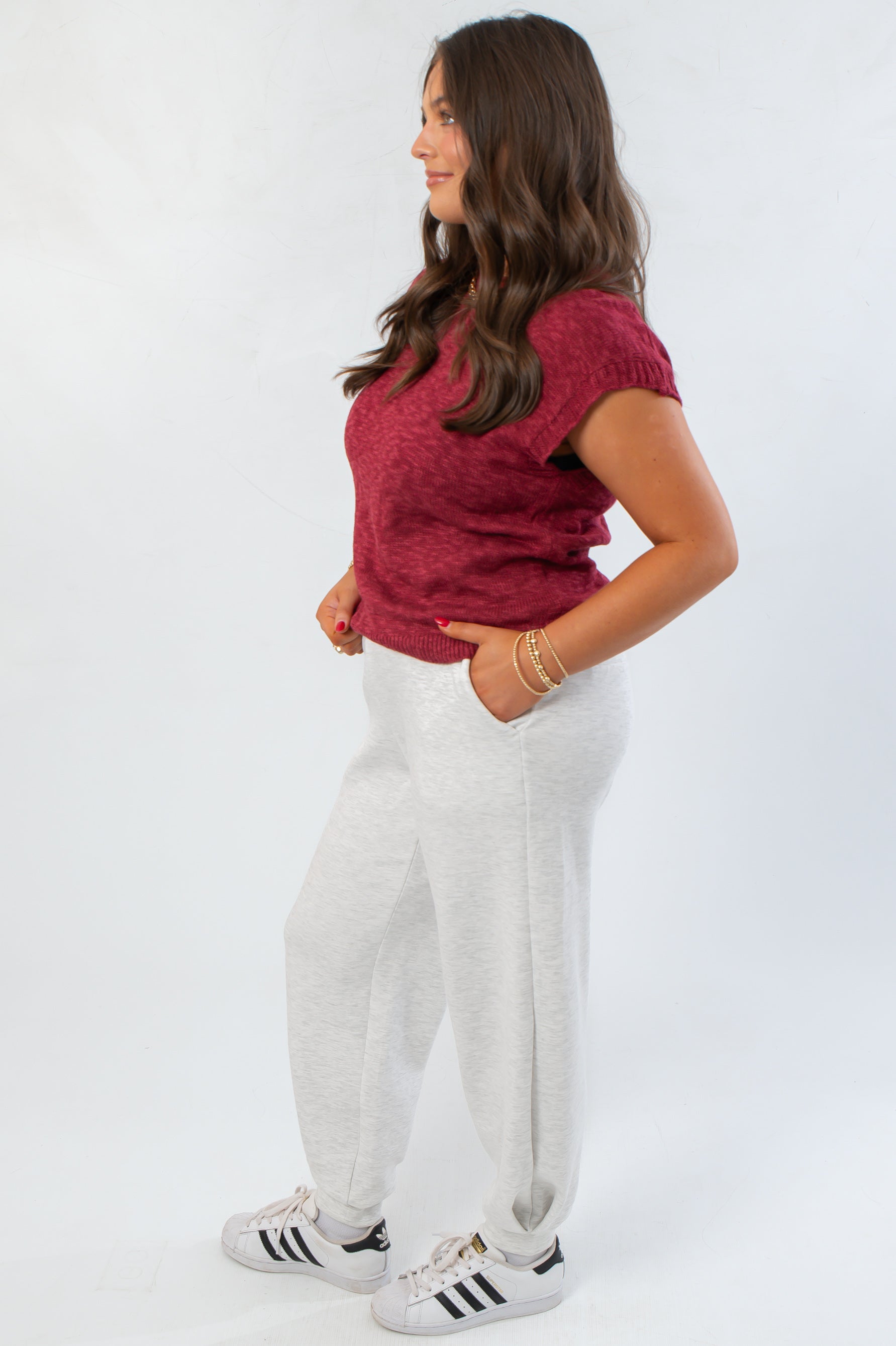 Tiffany Sleeveless Sangria Ribbed Knit Top