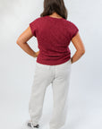 Tiffany Sleeveless Sangria Ribbed Knit Top