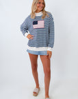 patriotic mock neck sweatshirt