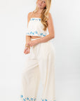 Ciao Blue Floral Embroidered Pants