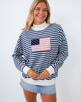 floral lace Americana flag sweatshirt