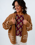Honeycomb Textured Open Front Cardigan