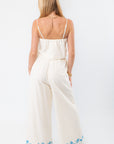 Ciao Blue Floral Embroidered Pants