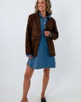 Dark Roast Leopard Suede Blazer for business casual, cheetah print blazer, fun blazers for work