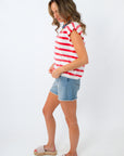 sparkle and shine in L. Mae Boutique's 4th of July new arrivals: Sparkle Bright Red Stripe Sequin Knit Top