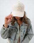 Bride Embroidered Trucker Hat with adjustable mesh snapback for bridal accessories