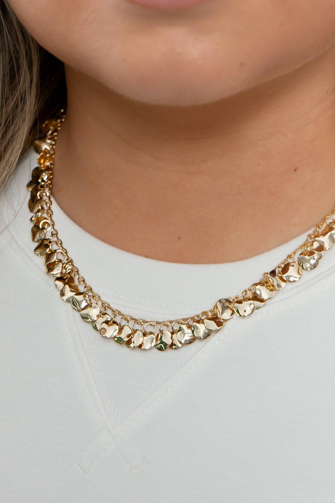 Dainty Gold Disk Charm Necklace Adjustable, Perfect for Layering