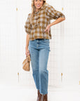 Darlin' Plaid Bow Front Peplum Top-Tops-Needii-L. Mae Boutique & Wild Mabel Clothing