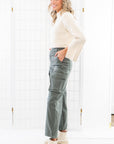 Daze Grass Cadet Cargo High Rise Cinch Hem-Bottoms-Daze Denim-L. Mae Boutique & Wild Mabel Clothing