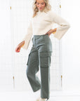 Daze Grass Cadet Cargo High Rise Cinch Hem-Bottoms-Daze Denim-L. Mae Boutique & Wild Mabel Clothing