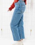 Daze Sundaze Utility Crop Straight Leg Jeans-Bottoms-Daze Denim-L. Mae Boutique & Wild Mabel Clothing