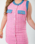 Denim Darling Pink Tweed Dress-Dresses-Heyson-L. Mae Boutique & Wild Mabel Clothing