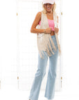 Diamond in the Rough Suede Fringe Rhinestone Vest-Outerwear-Vocal-L. Mae Boutique & Wild Mabel Clothing