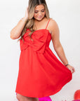 Double Bow Red Flare Mini Dress-Dresses-TCEC-L. Mae Boutique & Wild Mabel Clothing