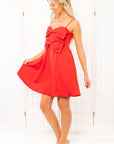 Double Bow Red Flare Mini Dress-Dresses-TCEC-L. Mae Boutique & Wild Mabel Clothing