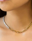 Dual Chain and Baguette Stone Necklace-Jewelry-Lovoda-L. Mae Boutique & Wild Mabel Clothing