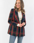 Crystal Pines Navy Plaid Tweed Blazer