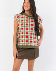 Holiday Spirit Green Plaid Sweater Vest