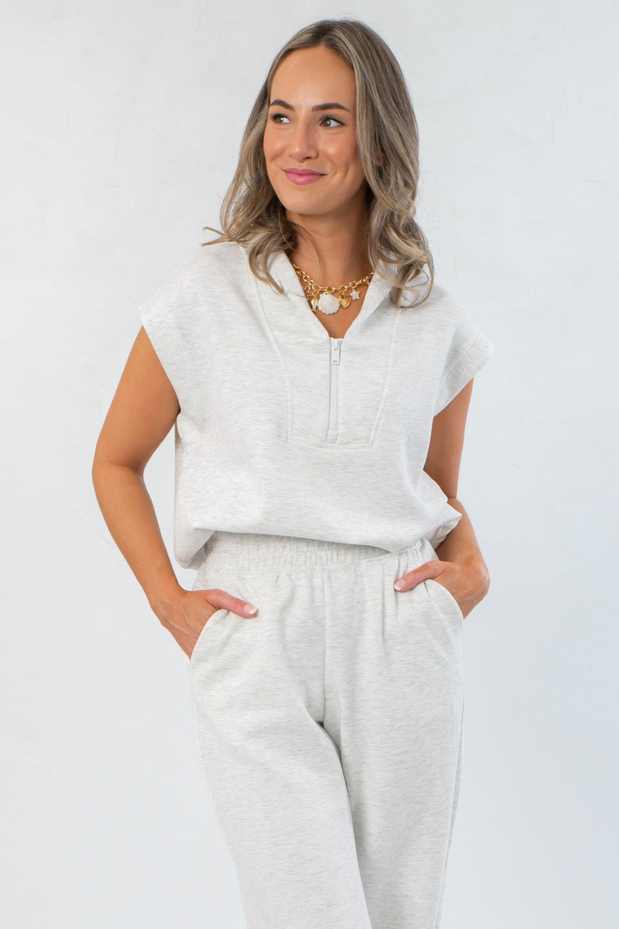 Back In Action Heather Grey Sleeveless Top