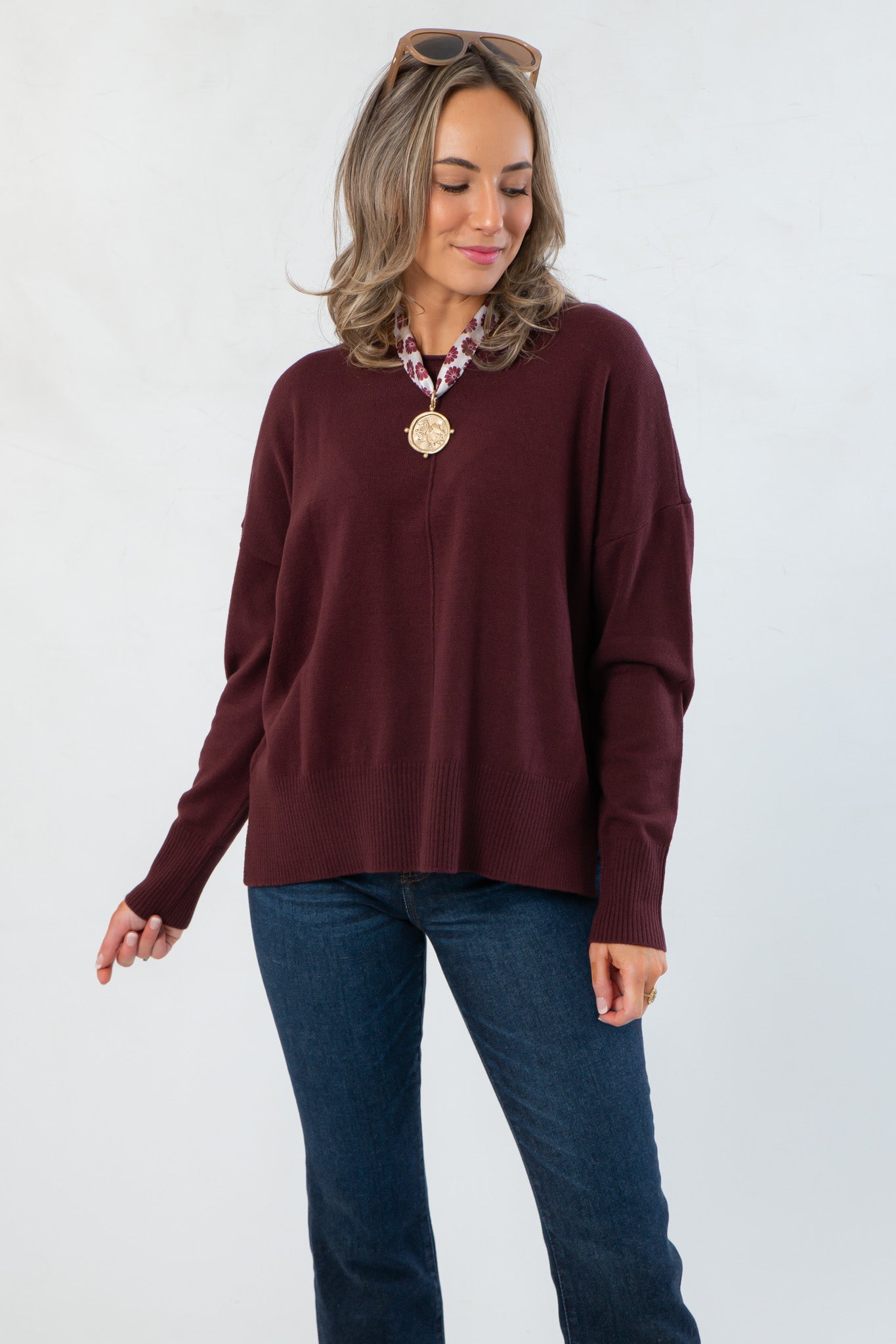 Dark Cherry Long Sleeve Sweater