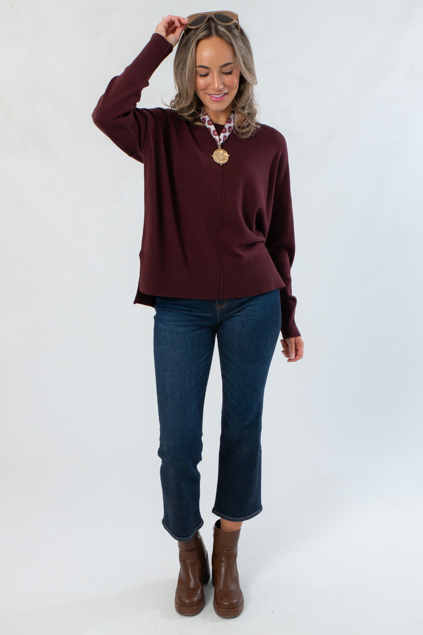 Dark Cherry Long Sleeve Sweater