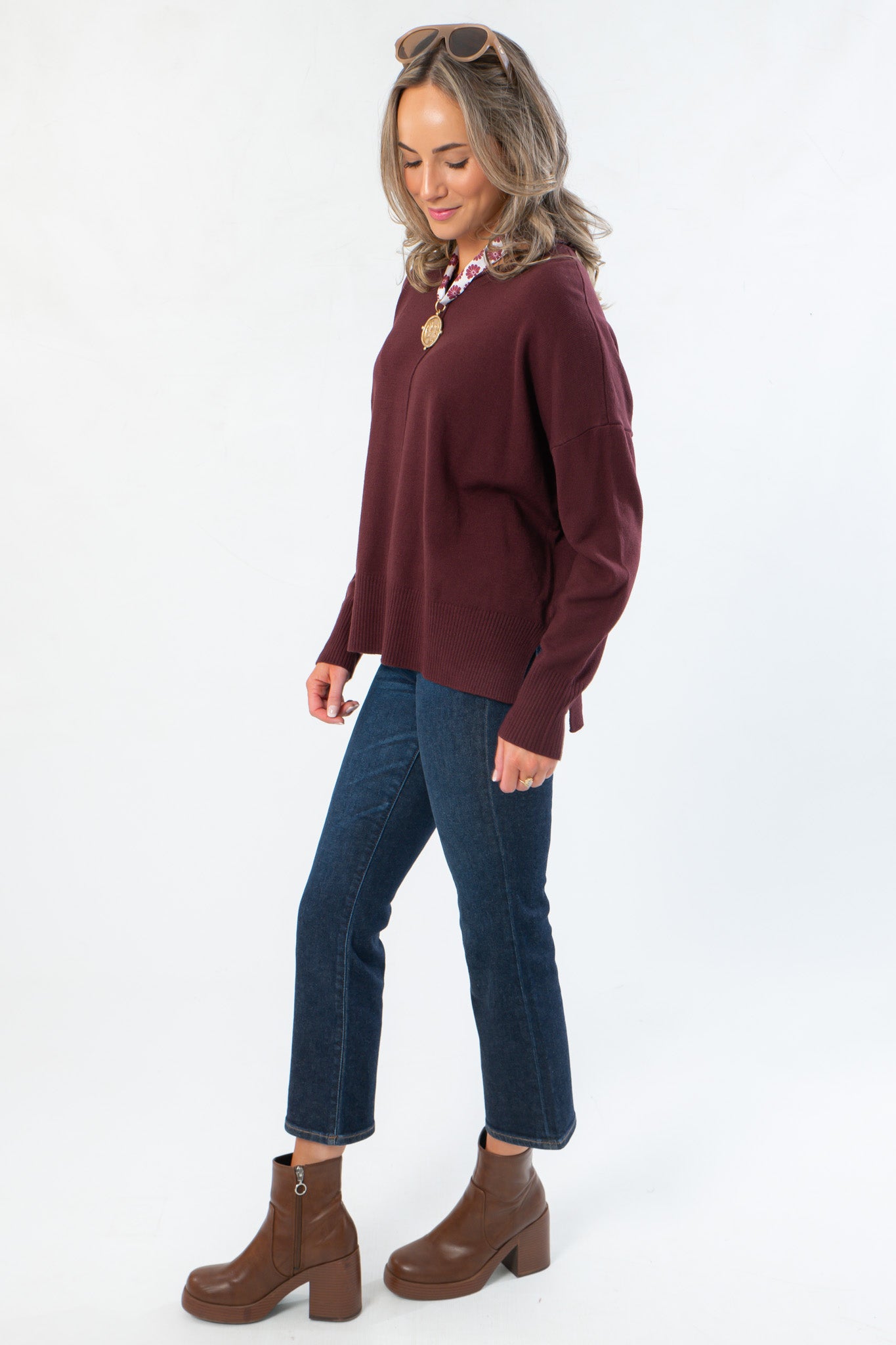 Dark Cherry Long Sleeve Sweater