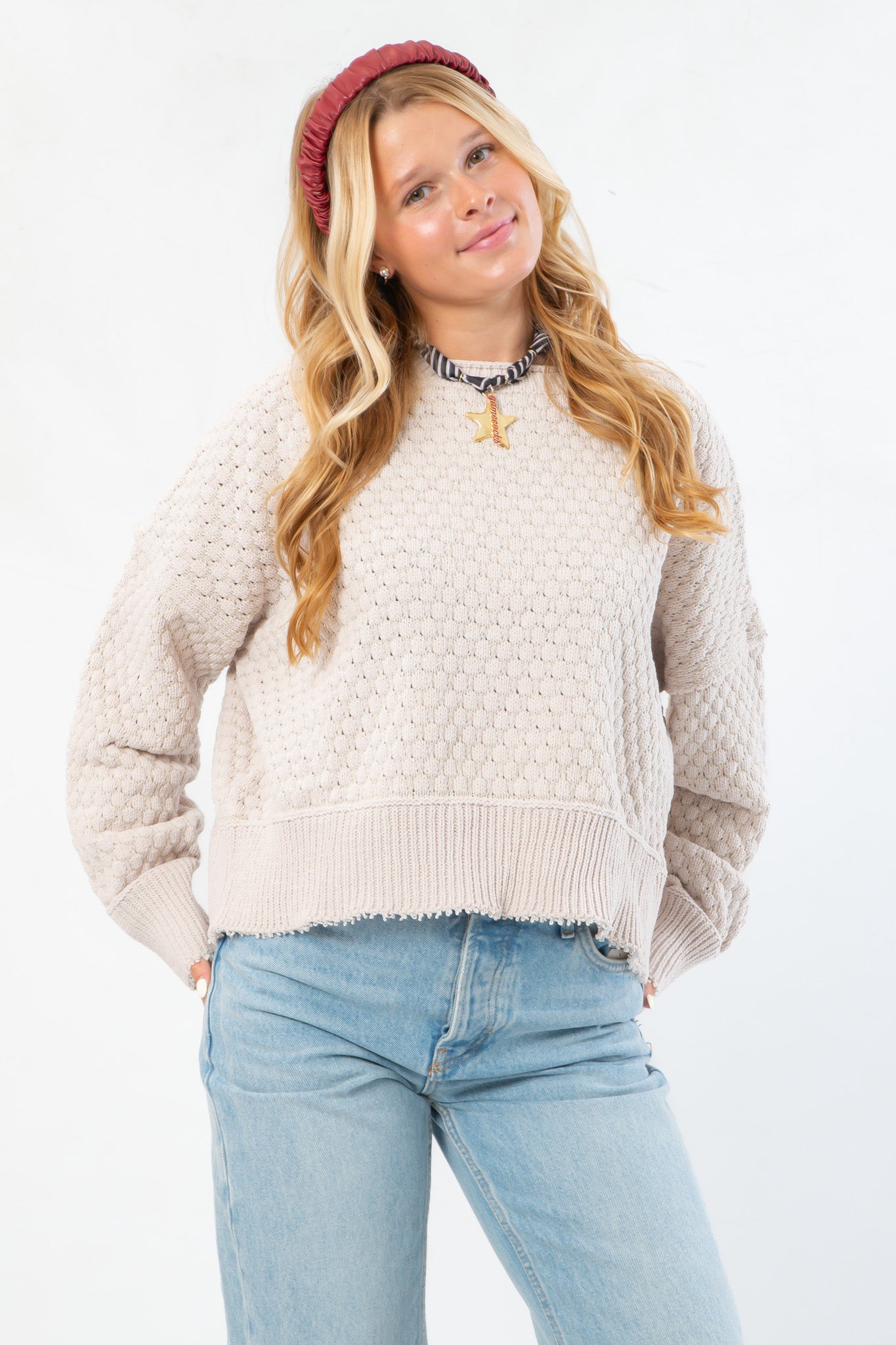 Out Of Range Natural Textured Sweater