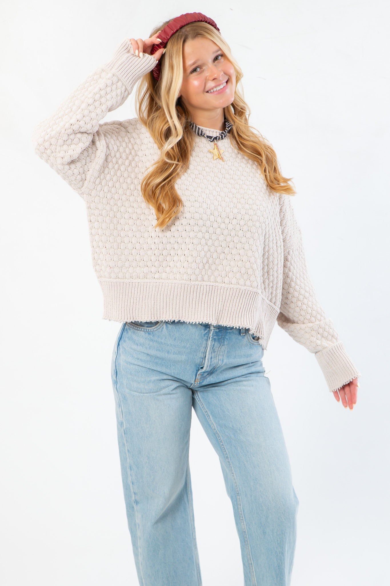 Out Of Range Natural Textured Sweater