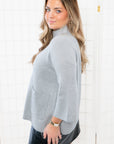 Easy to Love Silver Mock Neck Bell Sleeve Sweater-Tops-Fate-L. Mae Boutique & Wild Mabel Clothing