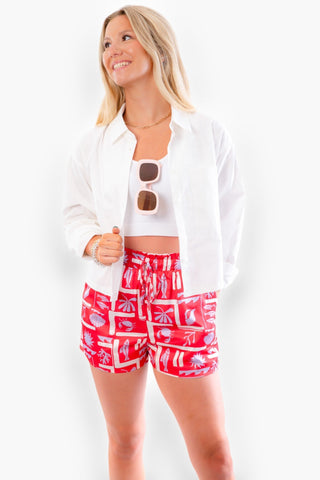 Elenor White Cropped Button Up Shirt