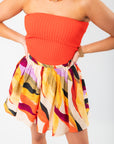 Cami Orange Ribbed Fold Over Tube Top