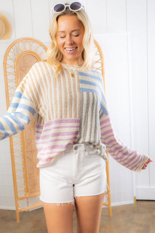 Every Which Way Mix Striped Sweater-Very J-L. Mae Boutique
