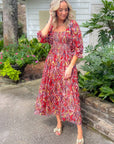 Fall Spice Crinkle Chiffon Smocked Midi Dress-Dresses-Fate-L. Mae Boutique & Wild Mabel Clothing