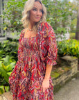 Fall Spice Crinkle Chiffon Smocked Midi Dress-Dresses-Fate-L. Mae Boutique & Wild Mabel Clothing